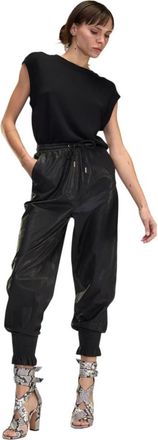 Cynthia Rowley The London Leather Jogger - Dames - Leren Broeken - Zwart - M - Broeken