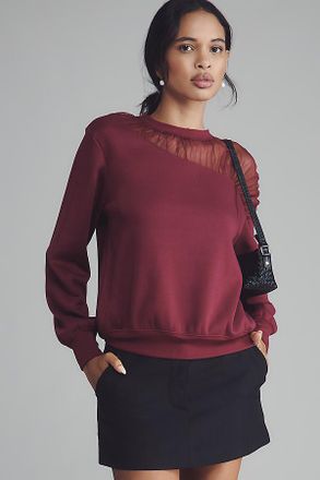 Maeve Sheer-Shoulder Pullover Knit Top