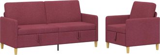 vidaXL Juego De Sof&aacute;s Con Almacenamiento 2 Uds. Rojo Vino Poli&eacute;ster Vidaxl