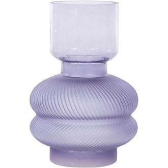 Beliani Florero De Vidrio Violeta 24 Cm Jarr&oacute;n Sobremesa Moderno Decoraci&oacute;n Rodia
