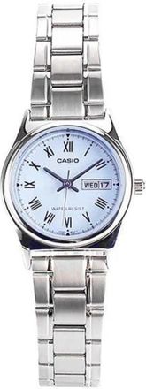 Casio Womens Blue Dial Day Date Watch with Silver Bracelet - LTP-V006D-2BUDF
