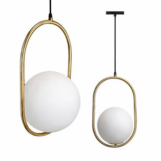 OEM L&aacute;mpara Colgante Ovalada De 25 Cm Con Bola Color Oro Lechoso Para Rieles Magn&eacute;ticos Smart Track De 48 V Cc