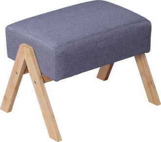 Relaxdays Relaxdays padded footstool, bamboo legs, HxWxD: 40x30x28cm, hallway, living room, side stool, grey/natural