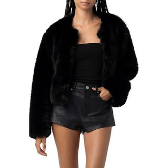 Blank NYC Faux Fur Crop Jacket in Cash Flow at Nordstrom, Size X-Small