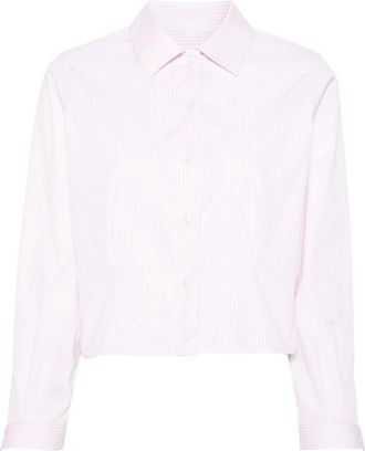 Thom Browne striped poplin cropped shirt - women - Cotton - 42 - Pink