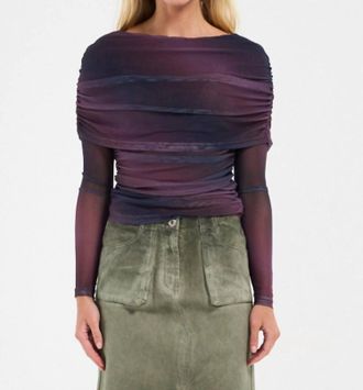 Line & Dot Finley Off The Shoulder Top In Plum Multi