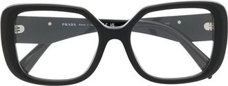 Prada triangle logo-plaque square-frame glasses - women - Acetate - 53 - Black