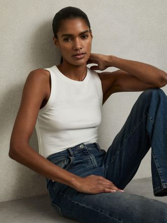 Reiss White Stretch-cotton Racerback Vest, XS