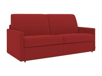 Vente-Unique Sof&aacute; cama italiano 2 plazas de tela CALIFE - Rojo - Cama 120 cm - Colch&oacute;n 18 cm