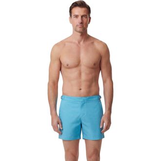 Lords of Harlech Oxford Mens Swim Tailored Short in Oxford Teal at Nordstrom, Size 35