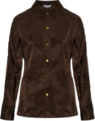 Ganni Shirt met Strikceintuur - Dames - Overhemden - Bruin - XS - Overhemden