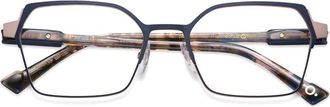 Etnia Barcelona Rania Geometric Metal Eyeglasses with Tortoiseshell Temples