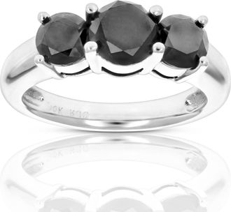 Vir Jewels 3 cttw 3 Stone Black Diamond Engagement Ring 10K White Gold Wedding