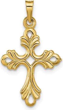 Diamond2Deal 14k Yellow Gold Polished Fleur De Lis Cross Pendant
