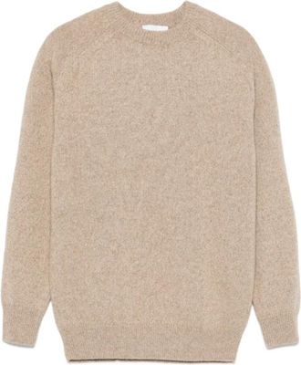 Lardini Beige Kasjmier Gebreide Trui met Ronde Hals - Heren - Cashmere truien - Beige - M - Kasjmier - Truien & Vesten