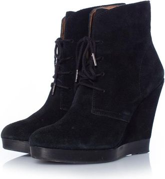 Michael Kors Pre-owned Womens lace up wedge boots - Black Suede - Size EU 39