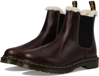 Dr. Martens 2976 Leonore Faux Fur Lined Chelsea Boots Womens Boots Dark Khaki : UK 4 (US Womens 6) M, Leather