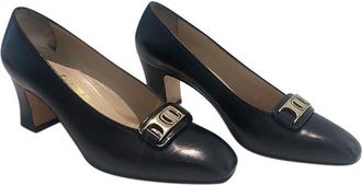 Ferragamo Black Leather Fizzy Pumps Size 37.5