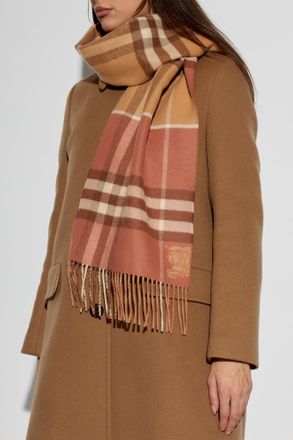 Burberry Cashmere Checked Scarf, Unisex, Beige