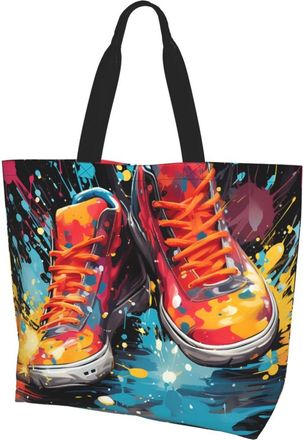 Generic Dyed Shoes Shopper Bag Reusable Tote Bag Durable Handbags For Beach Casual Picnic