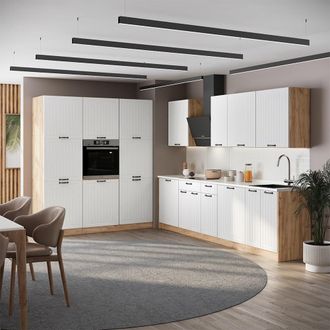 Vicco Mueble De Cocina Fame-line, Blanco Casa De Campo/roble Dorado, 460 Cm, Et Antracita, Vicco