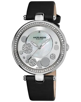Akribos XXIV Akribos Xxiv Womens Leather Diamond Watch