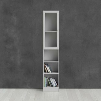 Dmora Dmora - Estante Para Libros Alberte, Estante De Oficina, Porta Libros M&oacute;vil, Biblioteca, 41x28 H203 Cm, Blanco