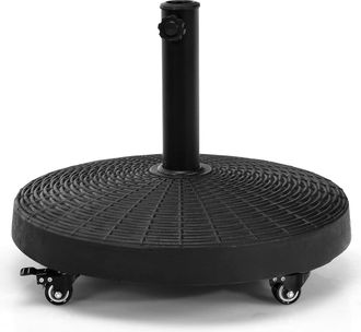 Costway Costway - Base De Sombrilla De Resina De 23 Kg, Soporte Para Sombrilla Resistente Al Aire Libre Con Ruedas Bloqueables Y Orificio De Poste Ajustable, 