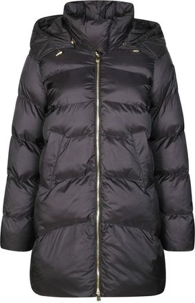 Pinko Hooded Technical Fabric Coat With Minimalist Design