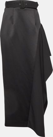 Solace London Black Crepe & Satin Kaya Draped Maxi Skirt