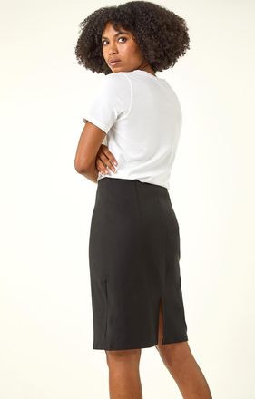 Roman Pull On Stretch Elastic Waist Pencil Skirt