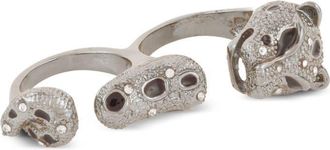 Susan Caplan Vintage pre-owned Double-Impact Panther statement ring - women - Swarovski Crystal/Silver Plated - One Size