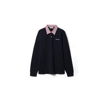 Miu Miu Cotton Piqu&eacute; Polo Shirt, Woman, Navy, Size XS