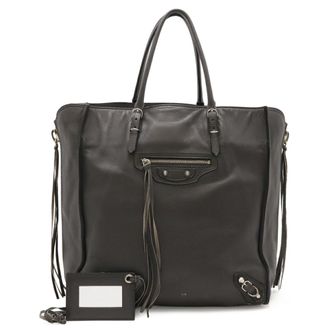 Balenciaga Paper Gray Leather Handbag Tote Bag (Pre-Owned)