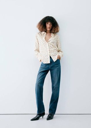 Mango Camicia dritta stampa bianco avorio - Donna - XS - MANGO