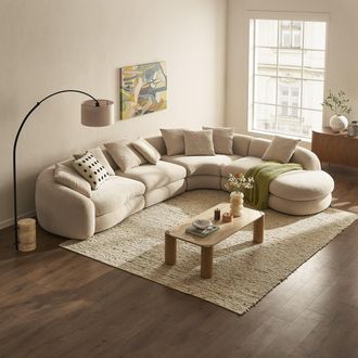 Castlery White Performance Boucle Extended Right Chaise Sectional Sofa | Fable by Castlery