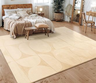 Paco Home Paco Home - Alfombra Salon De Habitacion Pelo Corto Motivo Nordica Boho Dibujo Geometrico 160x220 Cm, Beige 6