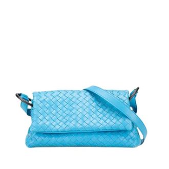 Bottega Veneta Pre-owned Cross Body Bags, female, Blue, Size: ONE SIZE Pre-owned Woven Leather Crossbody