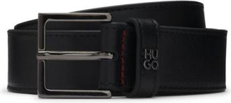 HUGO BOSS Leather belt with stacked-logo keeper trim