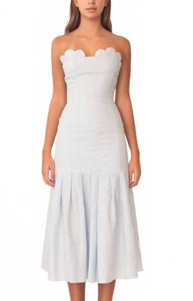 Azulu Elea Strapless Midi Dress In Ice Blue