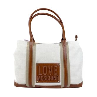 Love Moschino Tote Bags, female, White, Size: ONE SIZE Canvas Shopping