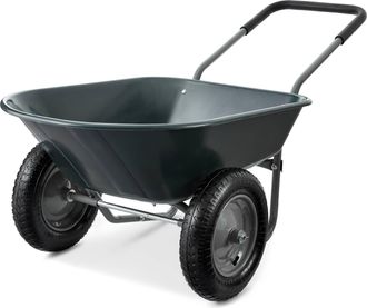 Best Choice Products Dual-Wheel Home Wheelbarrow Yard Garden Cart for Lawn, Construction