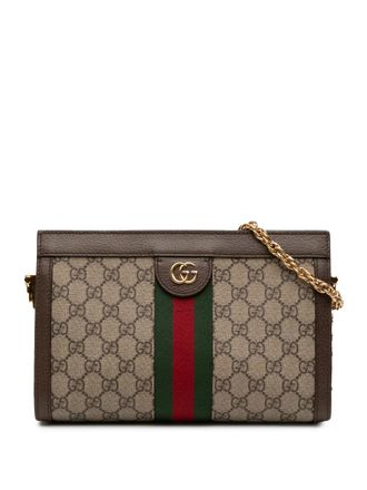 Gucci 2016-2025 Small GG Supreme Web Ophidia Chain crossbody bag - Marrone
