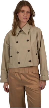 Drykorn Jassen, Dames, Beige, M, Katoen, Korte Trenchcoat Jas