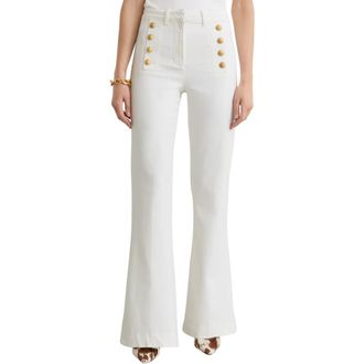 Reiss Athena Sailor High Cut Leather Pants in White at Nordstrom, Size 27
