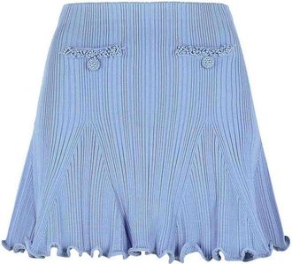 Self Portrait Pearl Skirt In Light Blue Viscose Blend