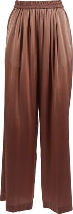 Forte_Forte Loose Fit Stretch Silk Satin Straight-Leg Pants