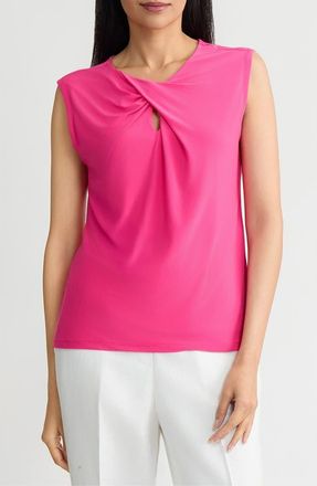 Kasper Twist Cap Sleeve Shell in Pink Perfection at Nordstrom, Size X-Large