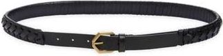 AllSaints Braided Leather Belt in Black /Antique Brass at Nordstrom Rack, Size X-Small