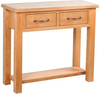 vidaXL Console Table with 2 Drawers 83x30x73 cm Solid Oak Wood vidaXL